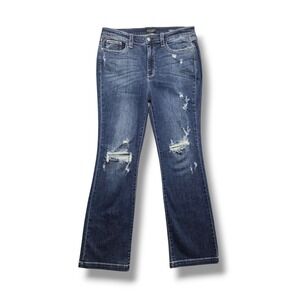 Judy Blue Bootcut Jeans Womens 32 Mid Rise Hand Sand and Destroy Distressed